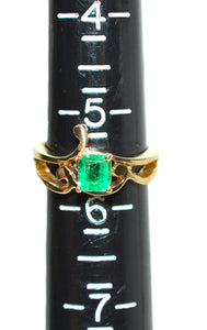 Natural Colombian Emerald Ring 14K Yellow Gold .61ct September Birthstone Ring Green Gemstone Ring Solitaire Ring Vintage Statement Ring