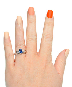 LeVian Natural Ceylon Sapphire & Diamond Ring 14K White Gold 1.44tcw Blue Ring Engagement Ring Bridal Jewelry Statement Ring September Birthstone