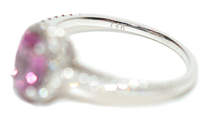 Natural Padparadscha Sapphire & Diamond Ring 14K White Gold 1.40tcw Engagement Wedding Bridal Jewelry Pave Ring Bridal Promise Ring Pink Gem