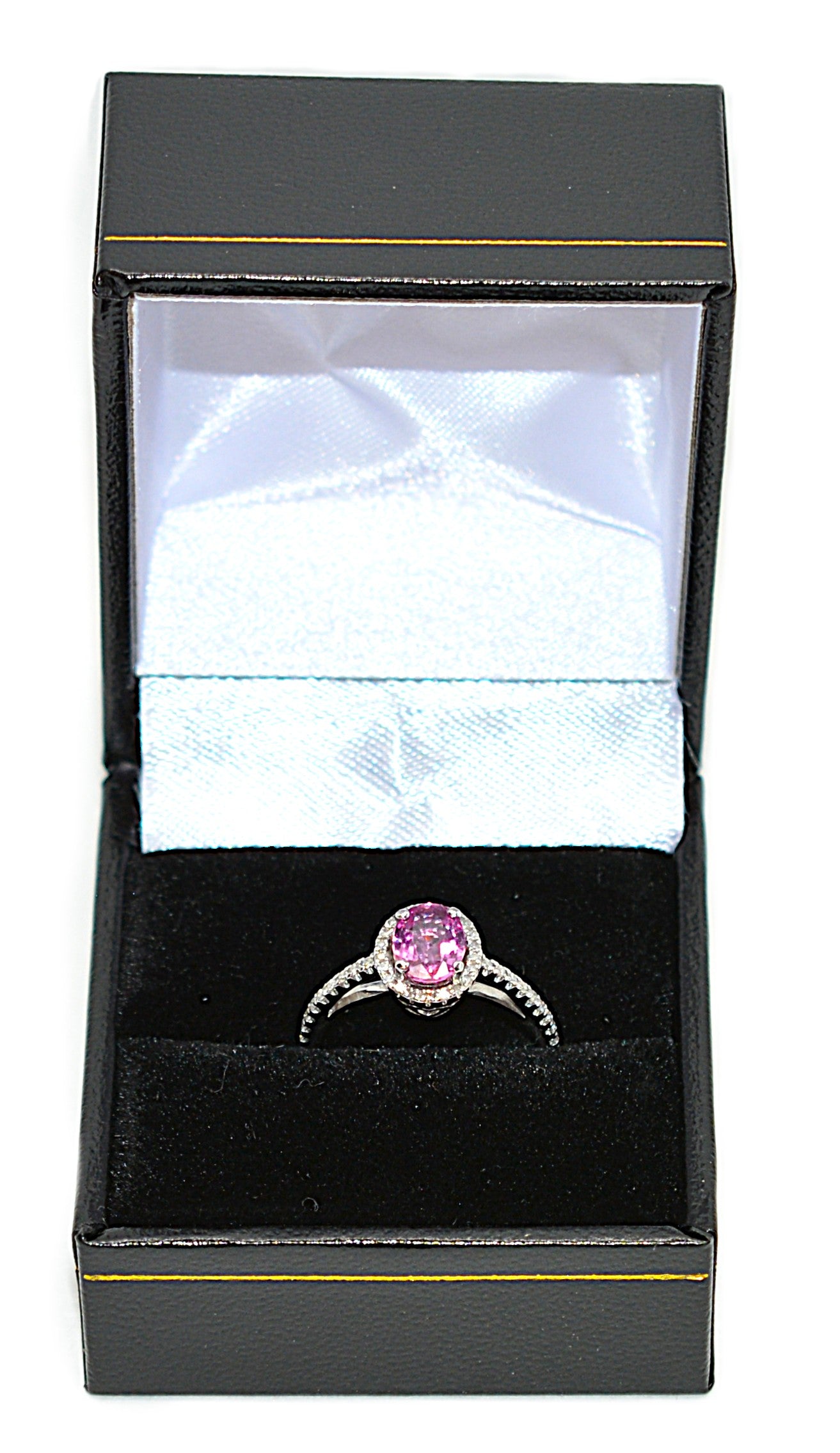 Natural Padparadscha Sapphire & Diamond Ring 14K White Gold 1.40tcw Engagement Wedding Bridal Jewelry Pave Ring Bridal Promise Ring Pink Gem