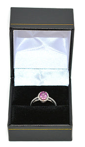Natural Padparadscha Sapphire & Diamond Ring 14K White Gold 1.40tcw Engagement Wedding Bridal Jewelry Pave Ring Bridal Promise Ring Pink Gem