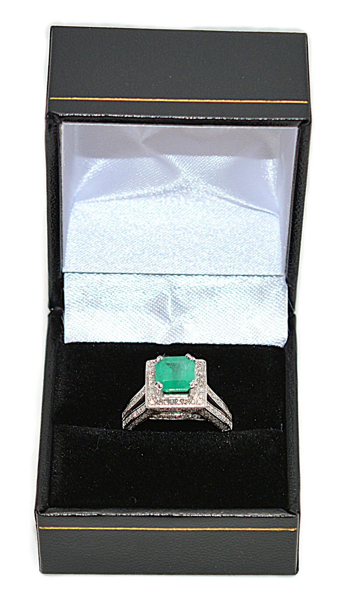 Natural Colombian Emerald & Diamond Ring 14K White Gold 2.37tcw Engagement Ring Statement Ring Wedding Ring May Birthstone Bridal Jewelry