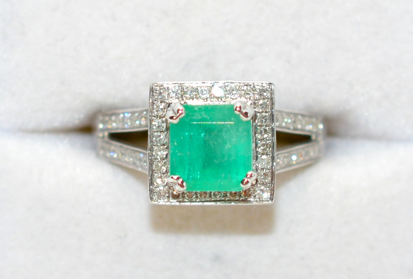 Natural Colombian Emerald & Diamond Ring 14K White Gold 2.37tcw Engagement Ring Statement Ring Wedding Ring May Birthstone Bridal Jewelry