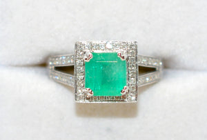 Natural Colombian Emerald & Diamond Ring 14K White Gold 2.37tcw Engagement Ring Statement Ring Wedding Ring May Birthstone Bridal Jewelry