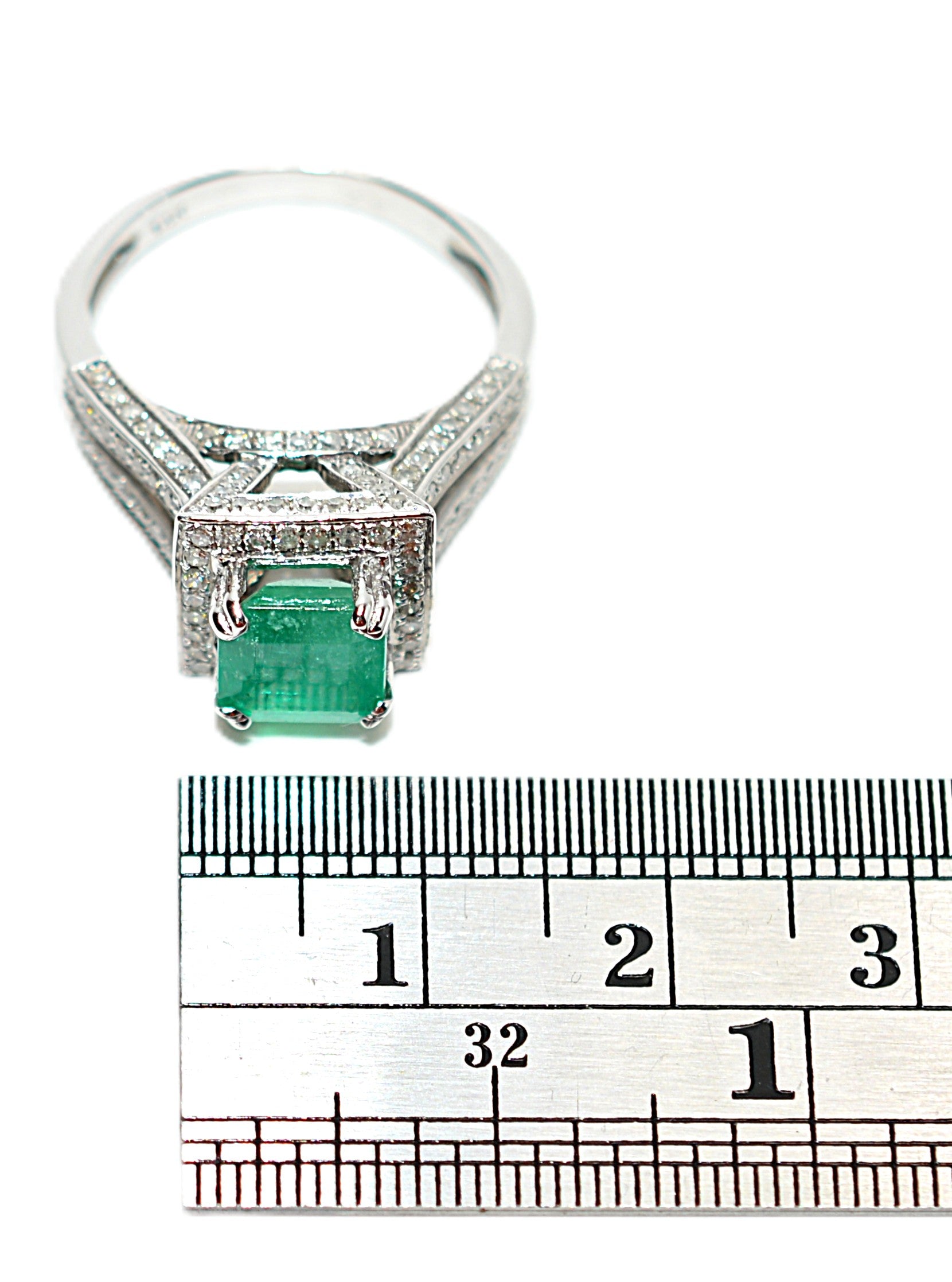 Natural Colombian Emerald & Diamond Ring 14K White Gold 2.37tcw Engagement Ring Statement Ring Wedding Ring May Birthstone Bridal Jewelry