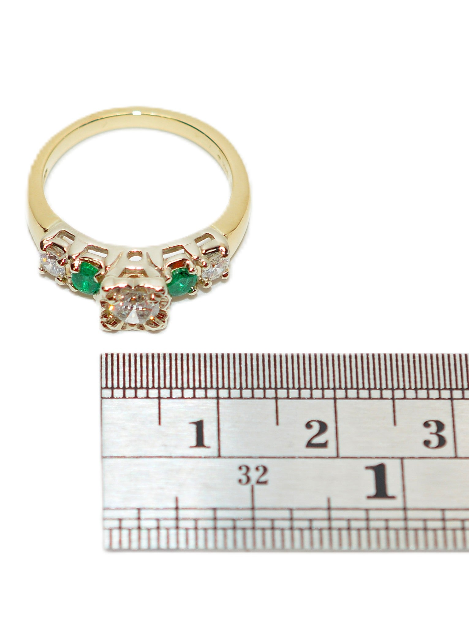 Natural Diamond & Colombian Emerald Ring 14K Solid Gold .64tcw Engagement Ring Statement Ring Vintage Ring Wedding Ring May Birthstone Ring