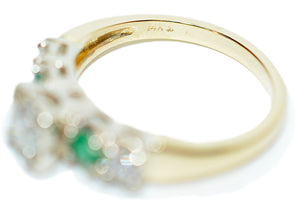 Natural Diamond & Colombian Emerald Ring 14K Solid Gold .64tcw Engagement Ring Statement Ring Vintage Ring Wedding Ring May Birthstone Ring
