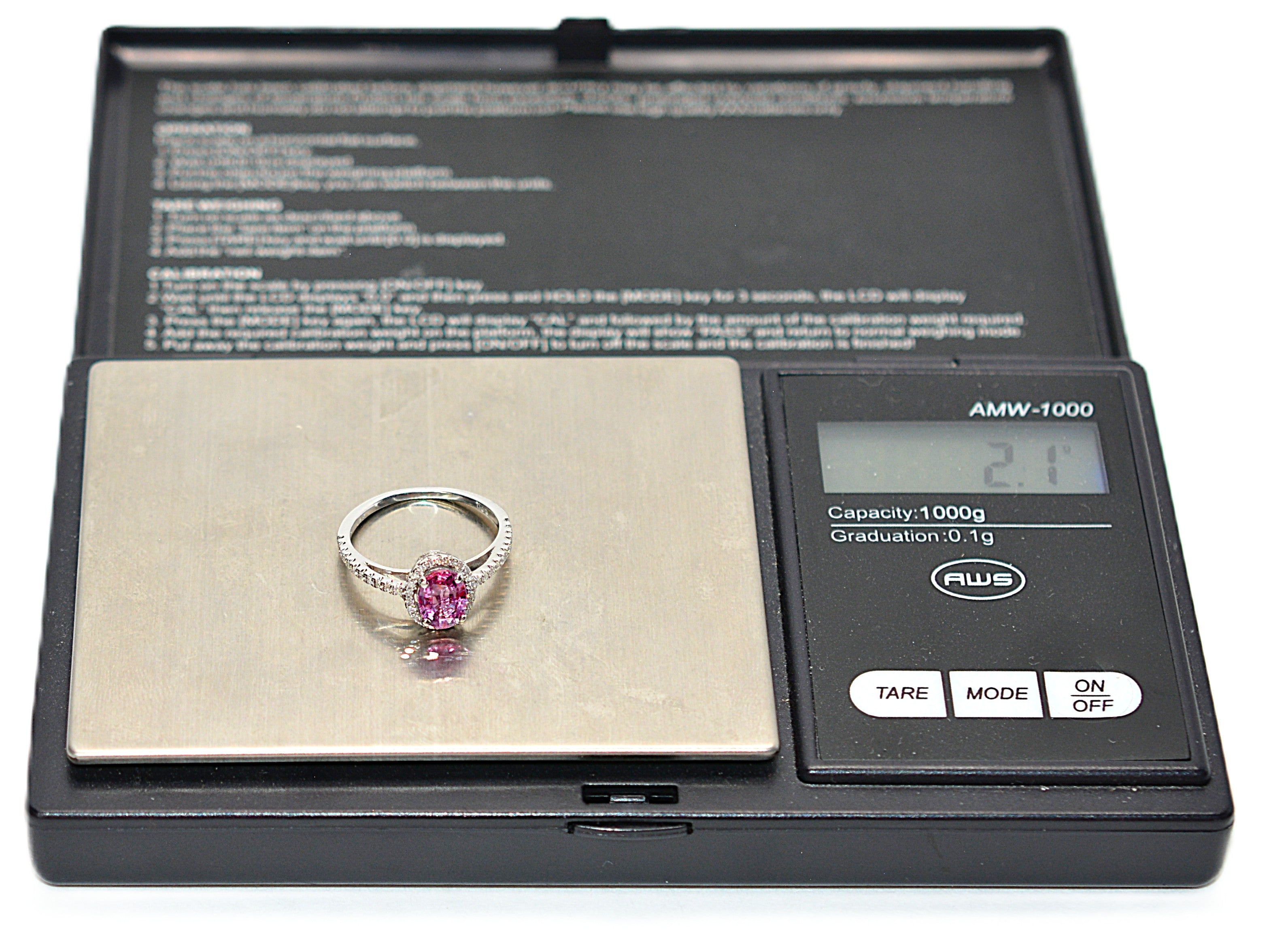 Natural Padparadscha Sapphire & Diamond Ring 14K White Gold 1.40tcw Engagement Wedding Bridal Jewelry Pave Ring Bridal Promise Ring Pink Gem