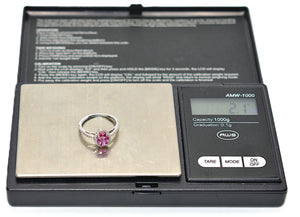 Natural Padparadscha Sapphire & Diamond Ring 14K White Gold 1.40tcw Engagement Wedding Bridal Jewelry Pave Ring Bridal Promise Ring Pink Gem