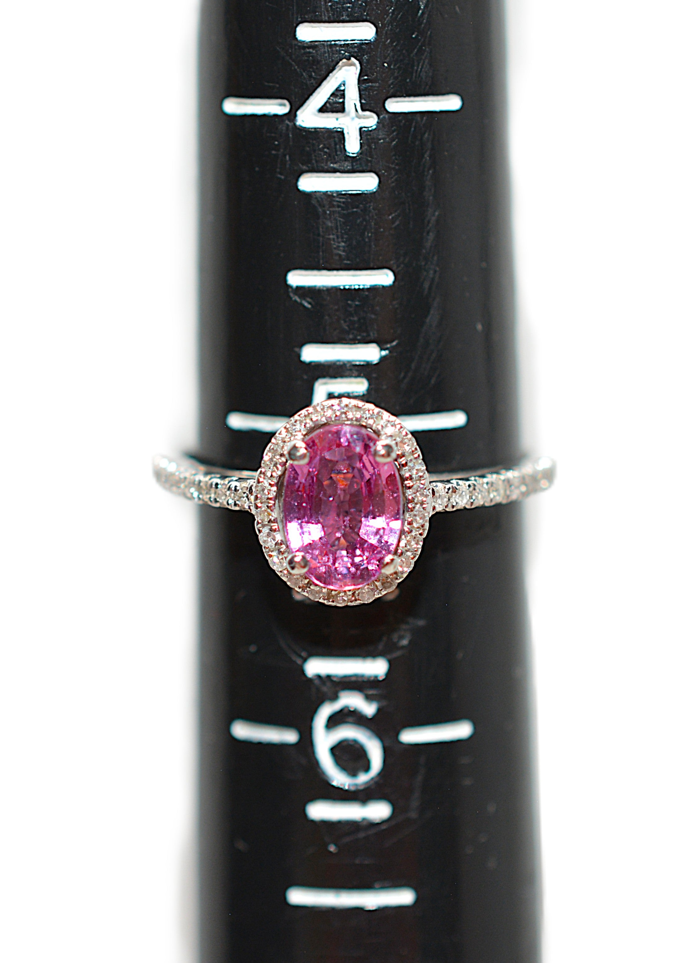 Natural Padparadscha Sapphire & Diamond Ring 14K White Gold 1.40tcw Engagement Wedding Bridal Jewelry Pave Ring Bridal Promise Ring Pink Gem