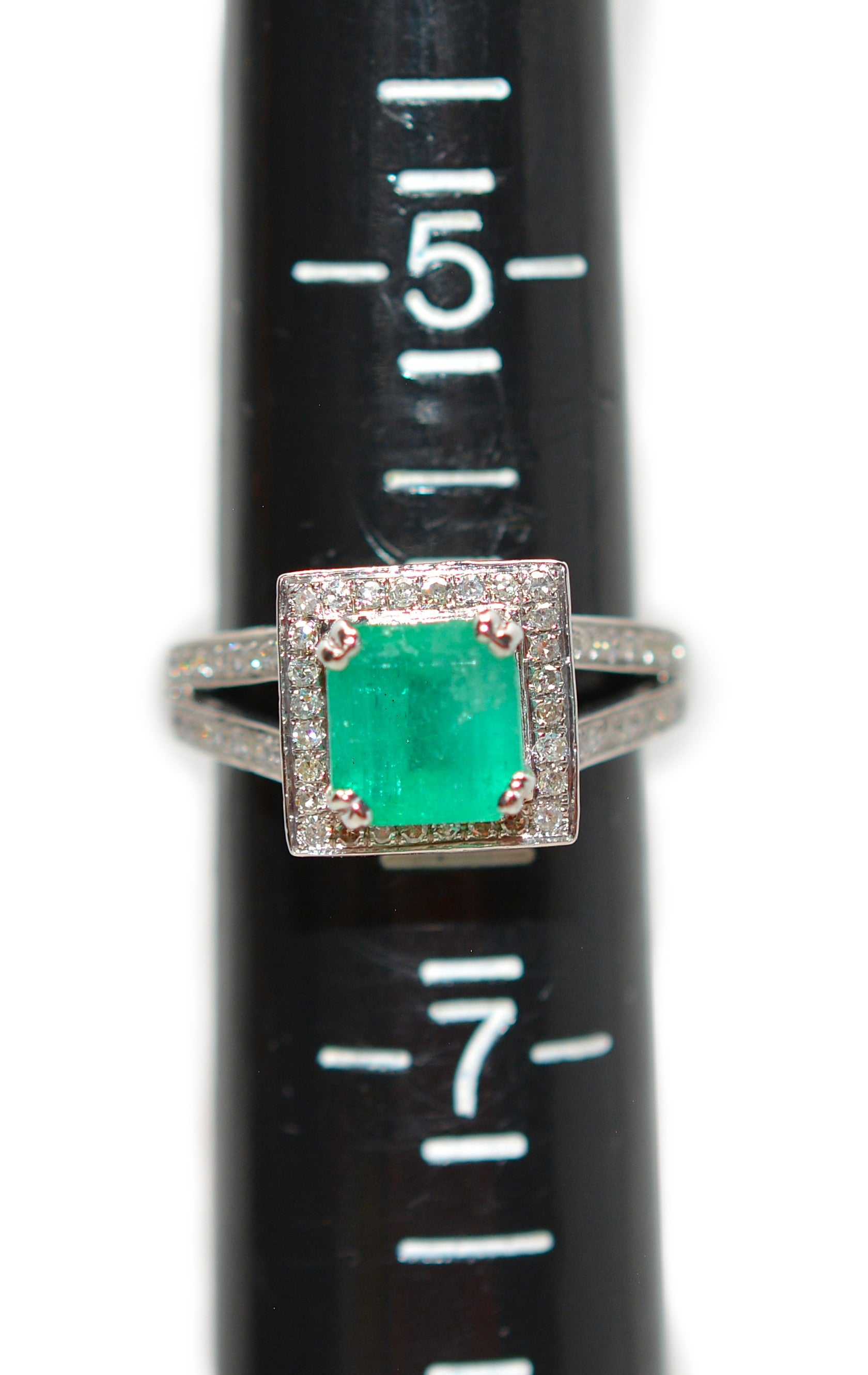 Natural Colombian Emerald & Diamond Ring 14K White Gold 2.37tcw Engagement Ring Statement Ring Wedding Ring May Birthstone Bridal Jewelry
