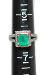 Natural Colombian Emerald & Diamond Ring 14K White Gold 2.37tcw Engagement Ring Statement Ring Wedding Ring May Birthstone Bridal Jewelry