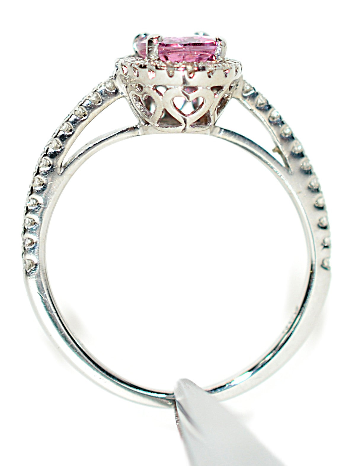 Natural Padparadscha Sapphire & Diamond Ring 14K White Gold 1.40tcw Engagement Wedding Bridal Jewelry Pave Ring Bridal Promise Ring Pink Gem