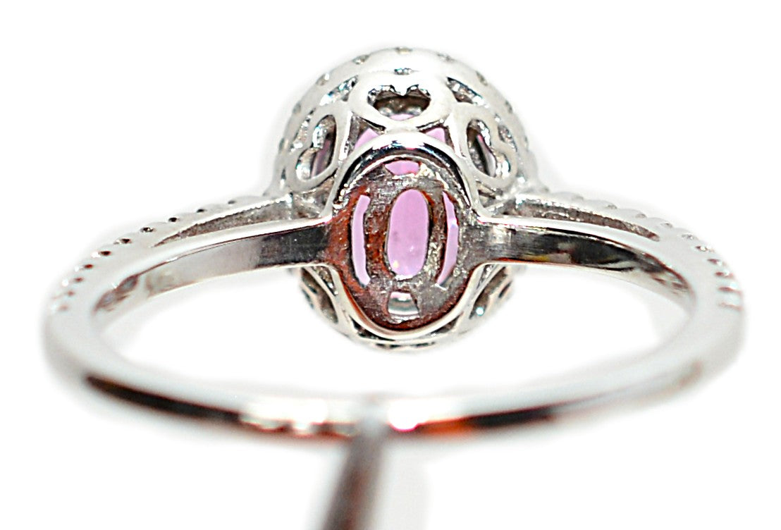 Natural Padparadscha Sapphire & Diamond Ring 14K White Gold 1.40tcw Engagement Wedding Bridal Jewelry Pave Ring Bridal Promise Ring Pink Gem