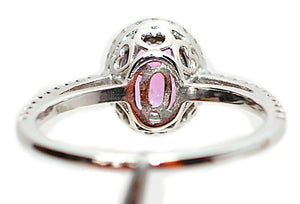 Natural Padparadscha Sapphire & Diamond Ring 14K White Gold 1.40tcw Engagement Wedding Bridal Jewelry Pave Ring Bridal Promise Ring Pink Gem