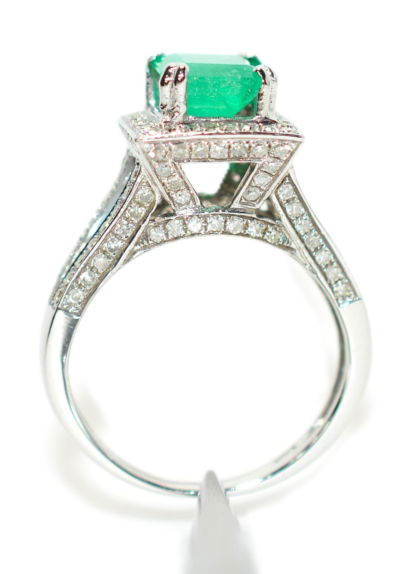 Natural Colombian Emerald & Diamond Ring 14K White Gold 2.37tcw Engagement Ring Statement Ring Wedding Ring May Birthstone Bridal Jewelry