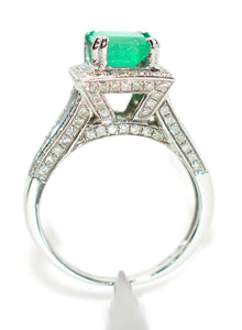 Natural Colombian Emerald & Diamond Ring 14K White Gold 2.37tcw Engagement Ring Statement Ring Wedding Ring May Birthstone Bridal Jewelry