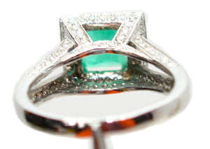 Natural Colombian Emerald & Diamond Ring 14K White Gold 2.37tcw Engagement Ring Statement Ring Wedding Ring May Birthstone Bridal Jewelry