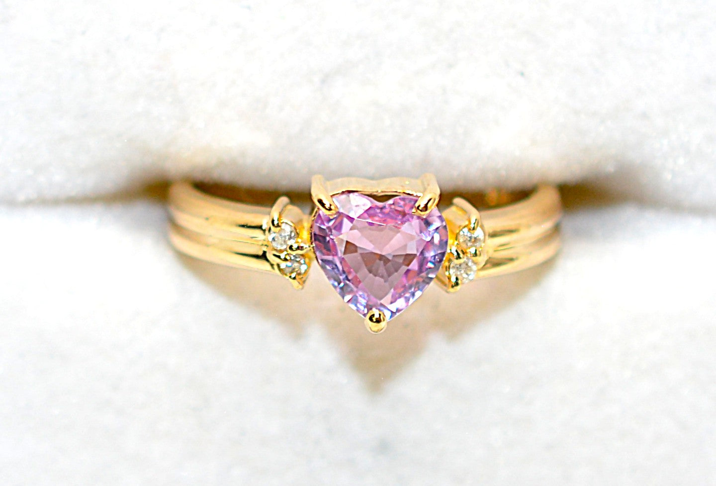 Natural Padparadscha Sapphire & Diamond Ring 18K Solid Gold .63tcw Heart Ring Gemstone Ring Promise Ring Engagement Ring Solitaire Ring Pink Ring Fine