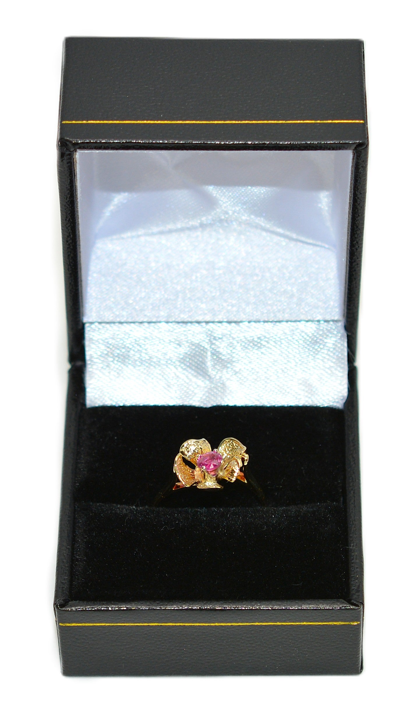 Natural Ruby Ring 14K Solid Gold .27ct Solitaire Ring Flower Ring July Birthstone Ring Floral Ring Red Ring Ladies Ring Women's Ring Vintage
