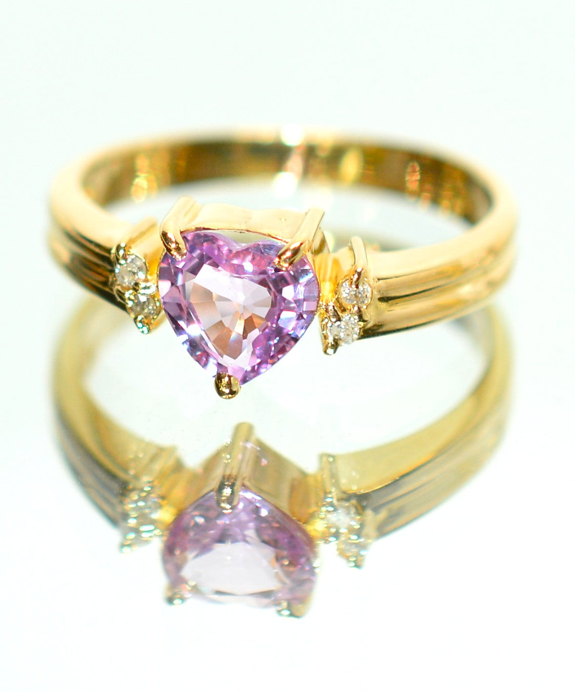 Natural Padparadscha Sapphire & Diamond Ring 18K Solid Gold .63tcw Heart Ring Gemstone Ring Promise Ring Engagement Ring Solitaire Ring Pink Ring Fine