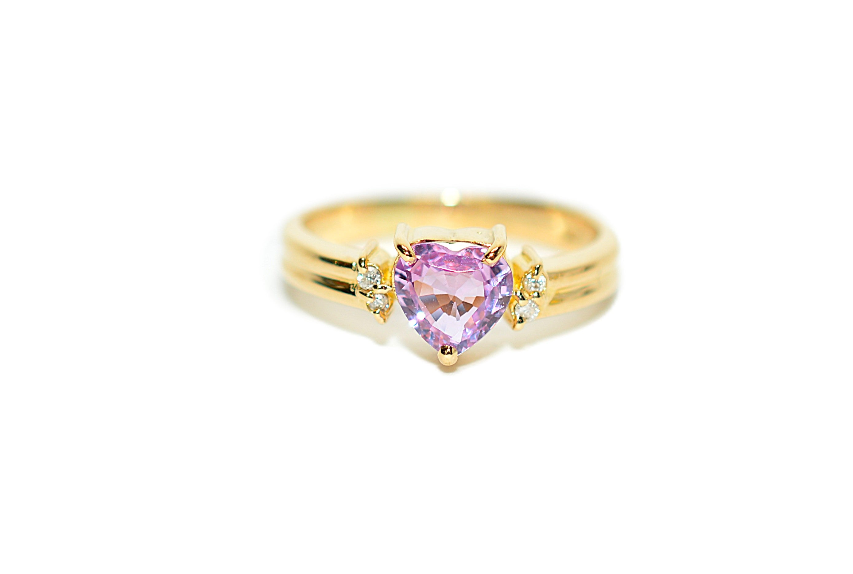 Natural Padparadscha Sapphire & Diamond Ring 18K Solid Gold .63tcw Heart Ring Gemstone Ring Promise Ring Engagement Ring Solitaire Ring Pink Ring Fine