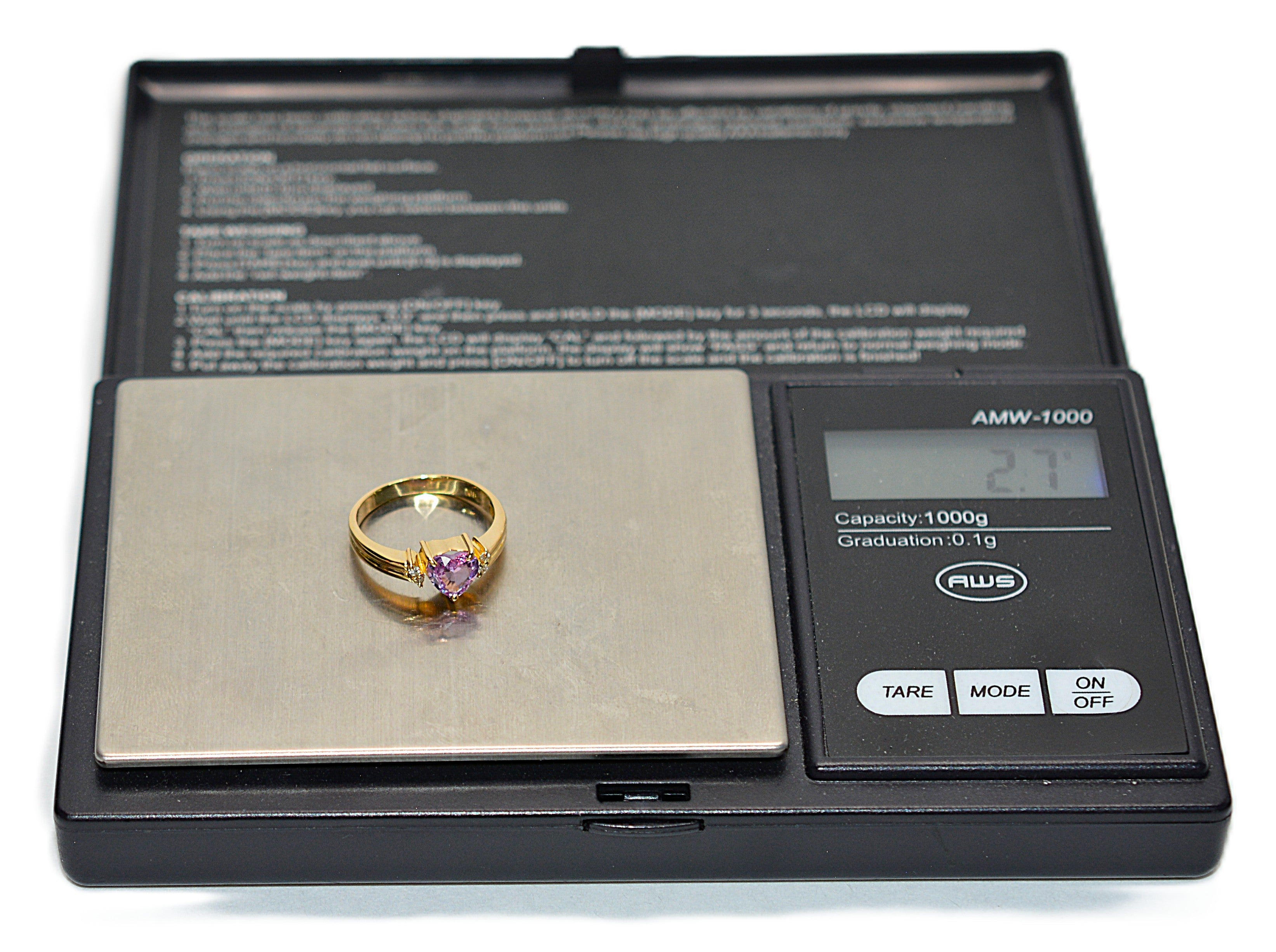 Natural Padparadscha Sapphire & Diamond Ring 18K Solid Gold .63tcw Heart Ring Gemstone Ring Promise Ring Engagement Ring Solitaire Ring Pink Ring Fine