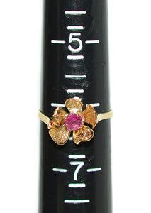 Natural Ruby Ring 14K Solid Gold .27ct Solitaire Ring Flower Ring July Birthstone Ring Floral Ring Red Ring Ladies Ring Women's Ring Vintage