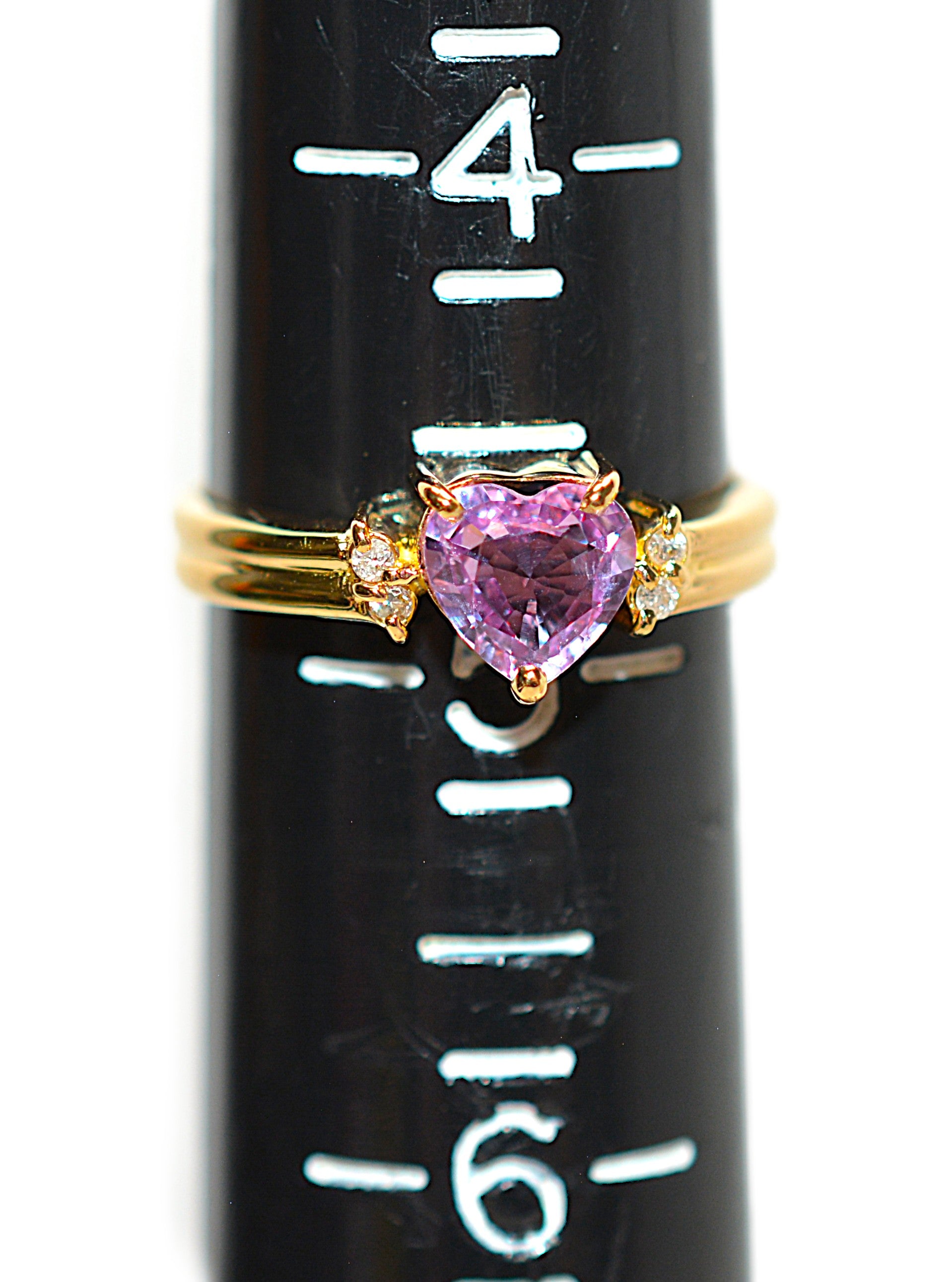 Natural Padparadscha Sapphire & Diamond Ring 18K Solid Gold .63tcw Heart Ring Gemstone Ring Promise Ring Engagement Ring Solitaire Ring Pink Ring Fine