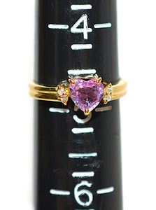 Natural Padparadscha Sapphire & Diamond Ring 18K Solid Gold .63tcw Heart Ring Gemstone Ring Promise Ring Engagement Ring Solitaire Ring Pink Ring Fine