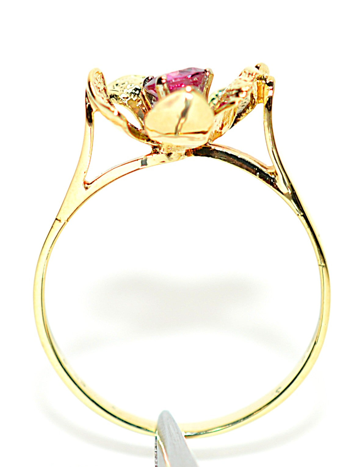 Natural Ruby Ring 14K Solid Gold .27ct Solitaire Ring Flower Ring July Birthstone Ring Floral Ring Red Ring Ladies Ring Women's Ring Vintage