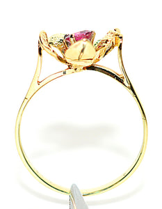 Natural Ruby Ring 14K Solid Gold .27ct Solitaire Ring Flower Ring July Birthstone Ring Floral Ring Red Ring Ladies Ring Women's Ring Vintage