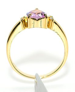 Natural Padparadscha Sapphire & Diamond Ring 18K Solid Gold .63tcw Heart Ring Gemstone Ring Promise Ring Engagement Ring Solitaire Ring Pink Ring Fine
