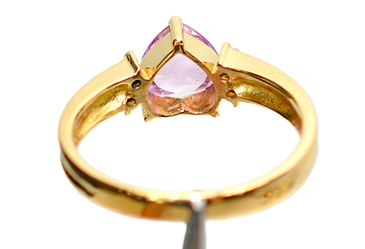 Natural Padparadscha Sapphire & Diamond Ring 18K Solid Gold .63tcw Heart Ring Gemstone Ring Promise Ring Engagement Ring Solitaire Ring Pink Ring Fine