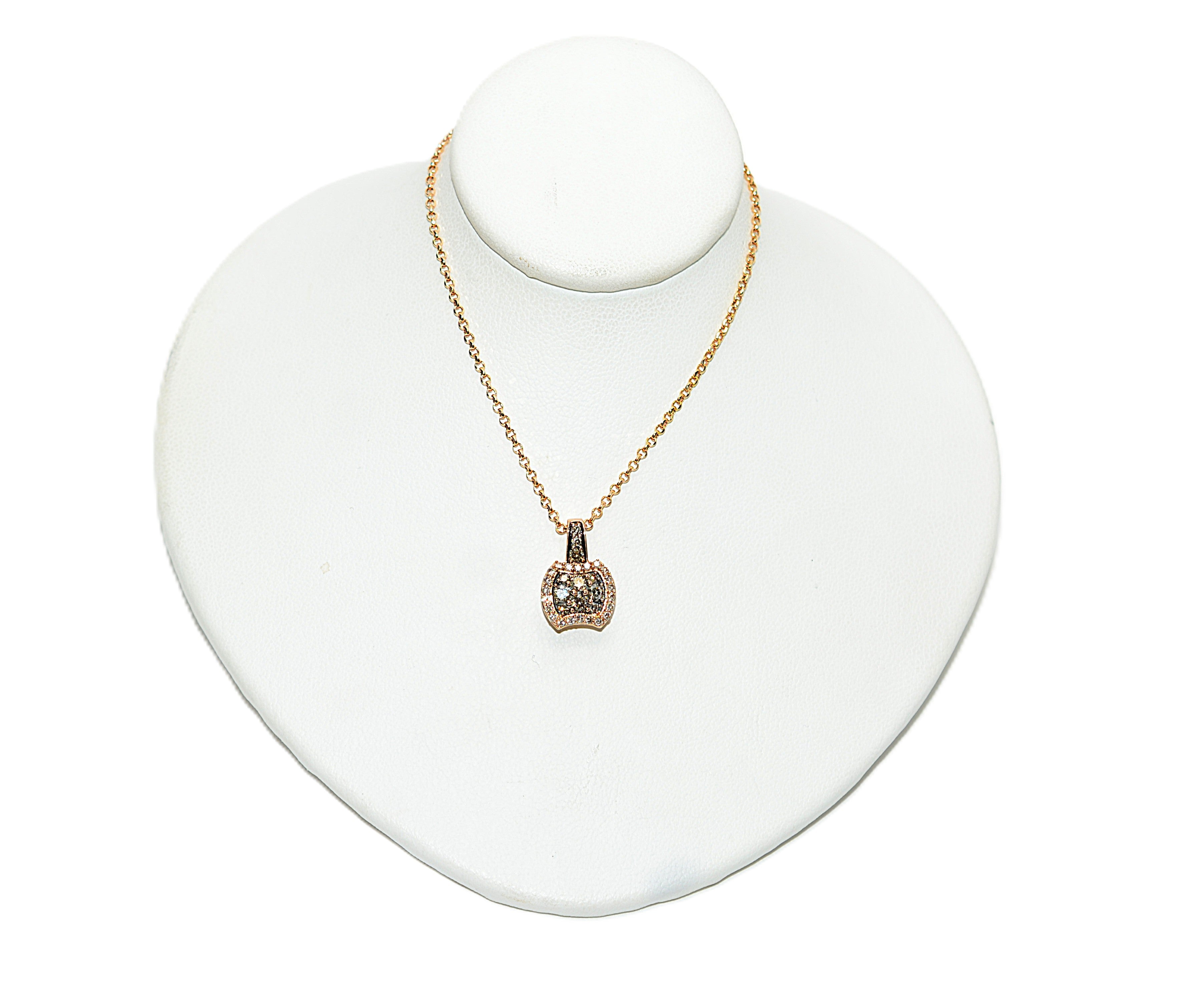 LeVian Natural Fancy Diamond Necklace 14K Rose Gold .52tcw Designer Pendant Estate Jewelry Gemstone Necklace Bridal Jewelry