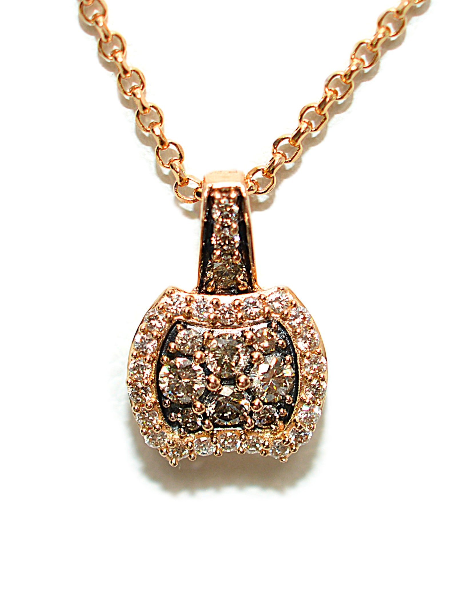 LeVian Natural Fancy Diamond Necklace 14K Rose Gold .52tcw Designer Pendant Estate Jewelry Gemstone Necklace Bridal Jewelry