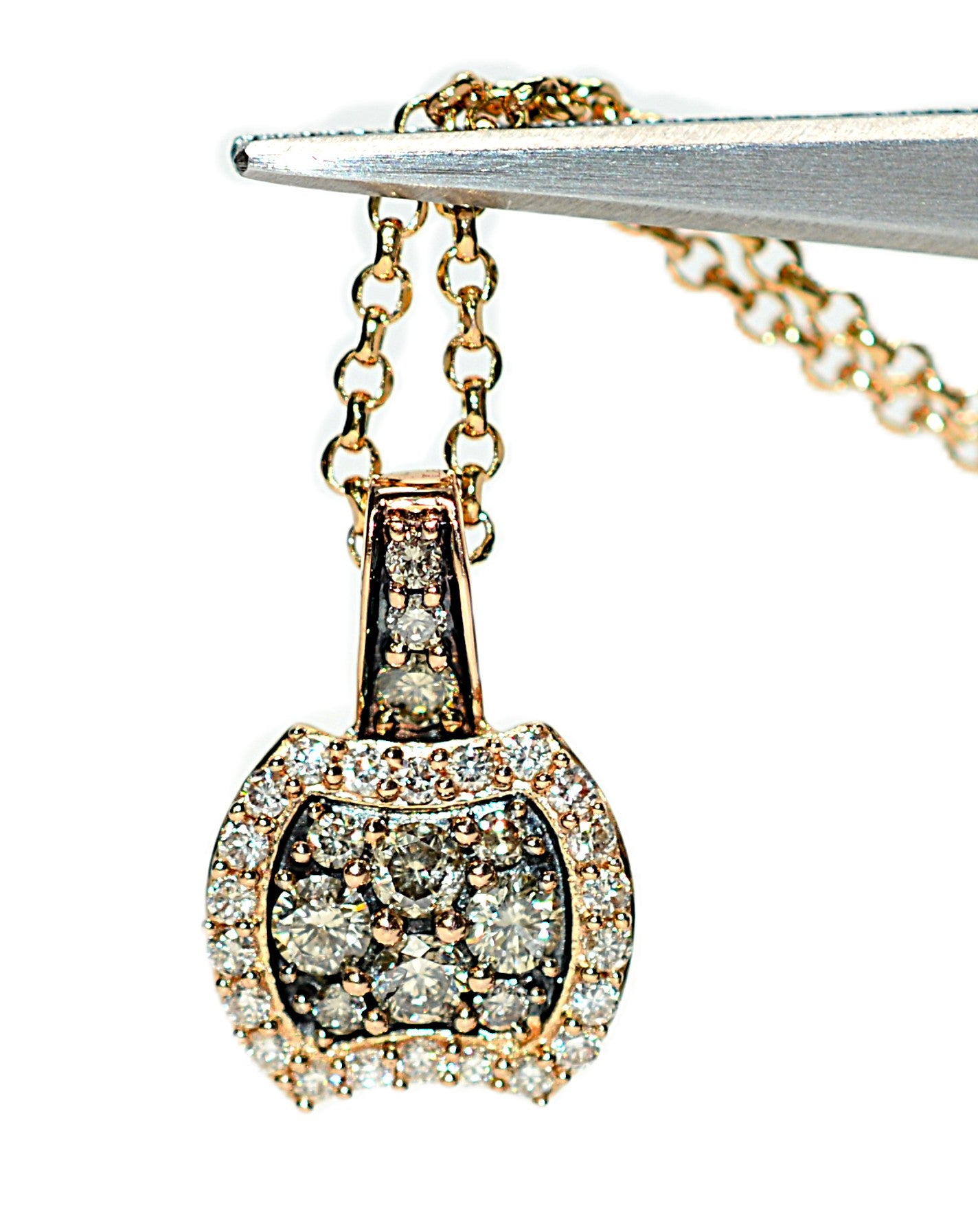LeVian Natural Fancy Diamond Necklace 14K Rose Gold .52tcw Designer Pendant Estate Jewelry Gemstone Necklace Bridal Jewelry