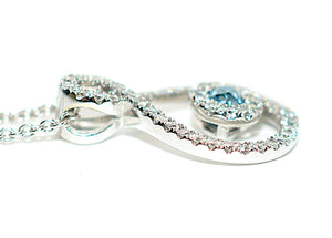 Natural Fancy Blue Diamond Necklace 14K White Gold .36tcw Pendant April Birthstone Fine Jewelry Statement Necklace Diamond Pendant Estate