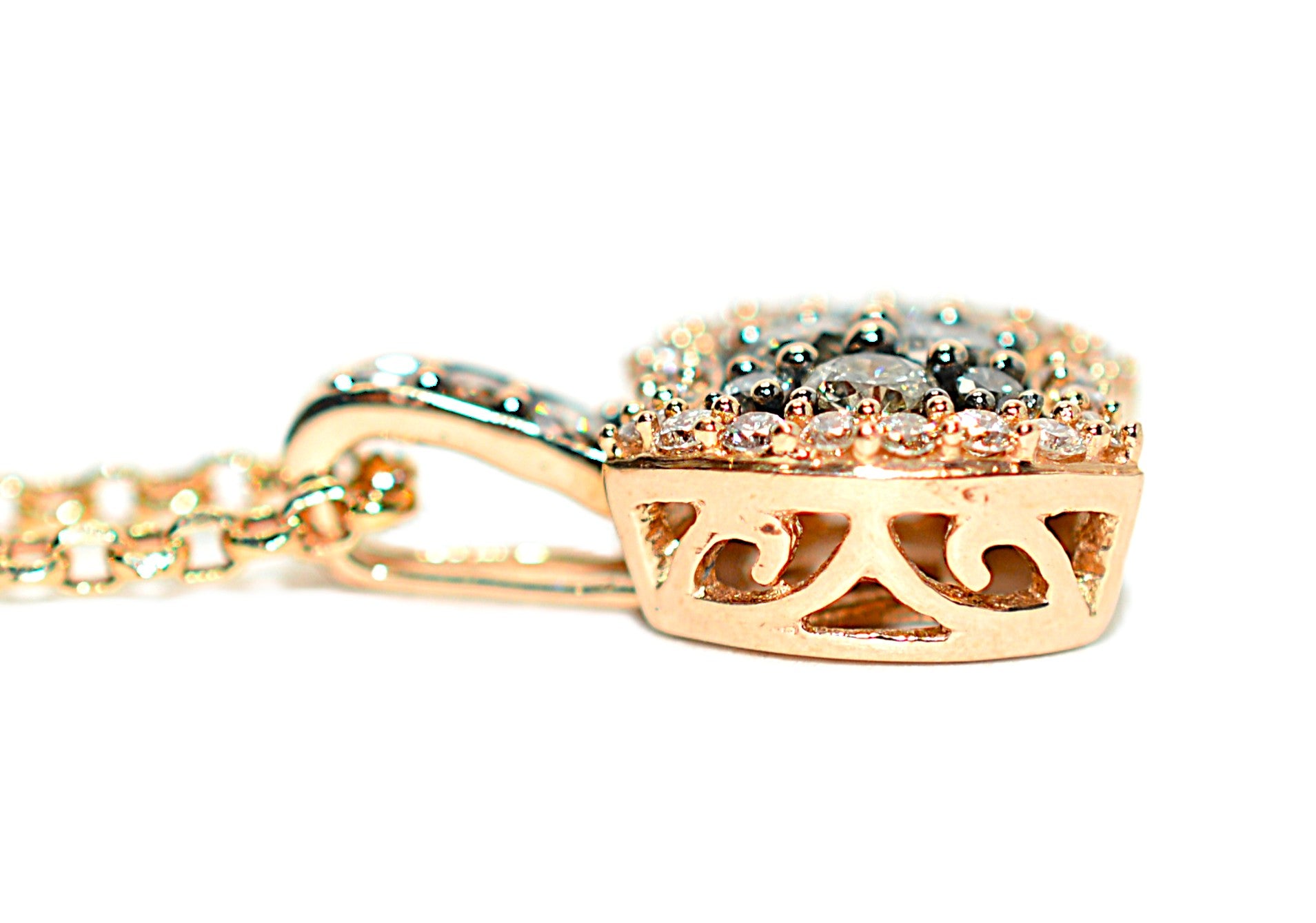 LeVian Natural Fancy Diamond Necklace 14K Rose Gold .52tcw Designer Pendant Estate Jewelry Gemstone Necklace Bridal Jewelry