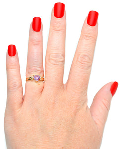 Natural Padparadscha Sapphire & Diamond Ring 18K Solid Gold .63tcw Heart Ring Gemstone Ring Promise Ring Engagement Ring Solitaire Ring Pink Ring Fine