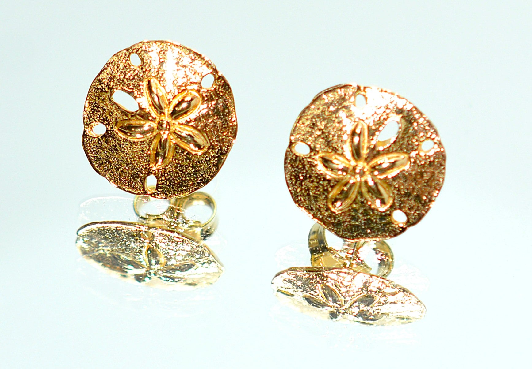 14K Solid Gold Earrings Sand Dollar Seashell Earrings Stud Earrings Beach Nautical Coastal Jewelry Mermaid Earrings Statement Earrings