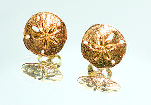 14K Solid Gold Earrings Sand Dollar Seashell Earrings Stud Earrings Beach Nautical Coastal Jewelry Mermaid Earrings Statement Earrings