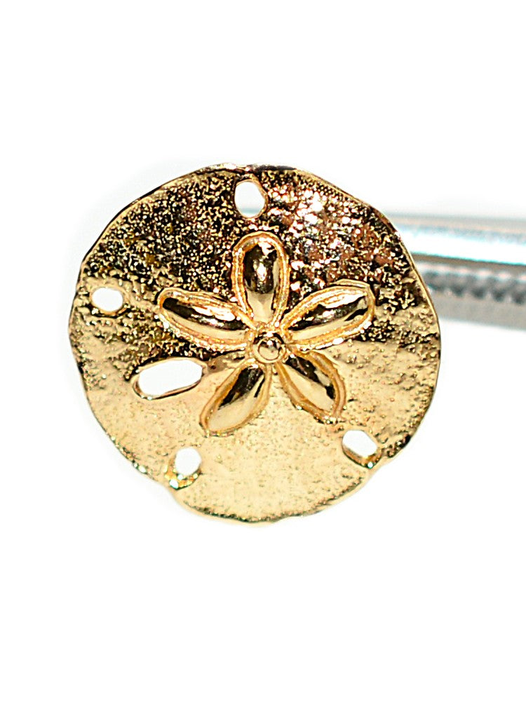 14K Solid Gold Earrings Sand Dollar Seashell Earrings Stud Earrings Beach Nautical Coastal Jewelry Mermaid Earrings Statement Earrings