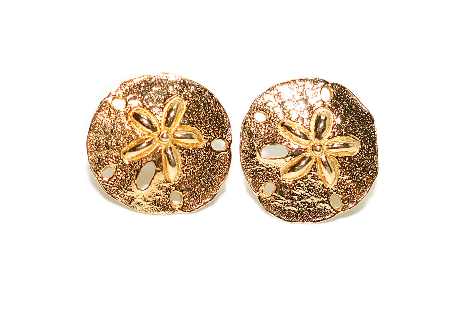 14K Solid Gold Earrings Sand Dollar Seashell Earrings Stud Earrings Beach Nautical Coastal Jewelry Mermaid Earrings Statement Earrings