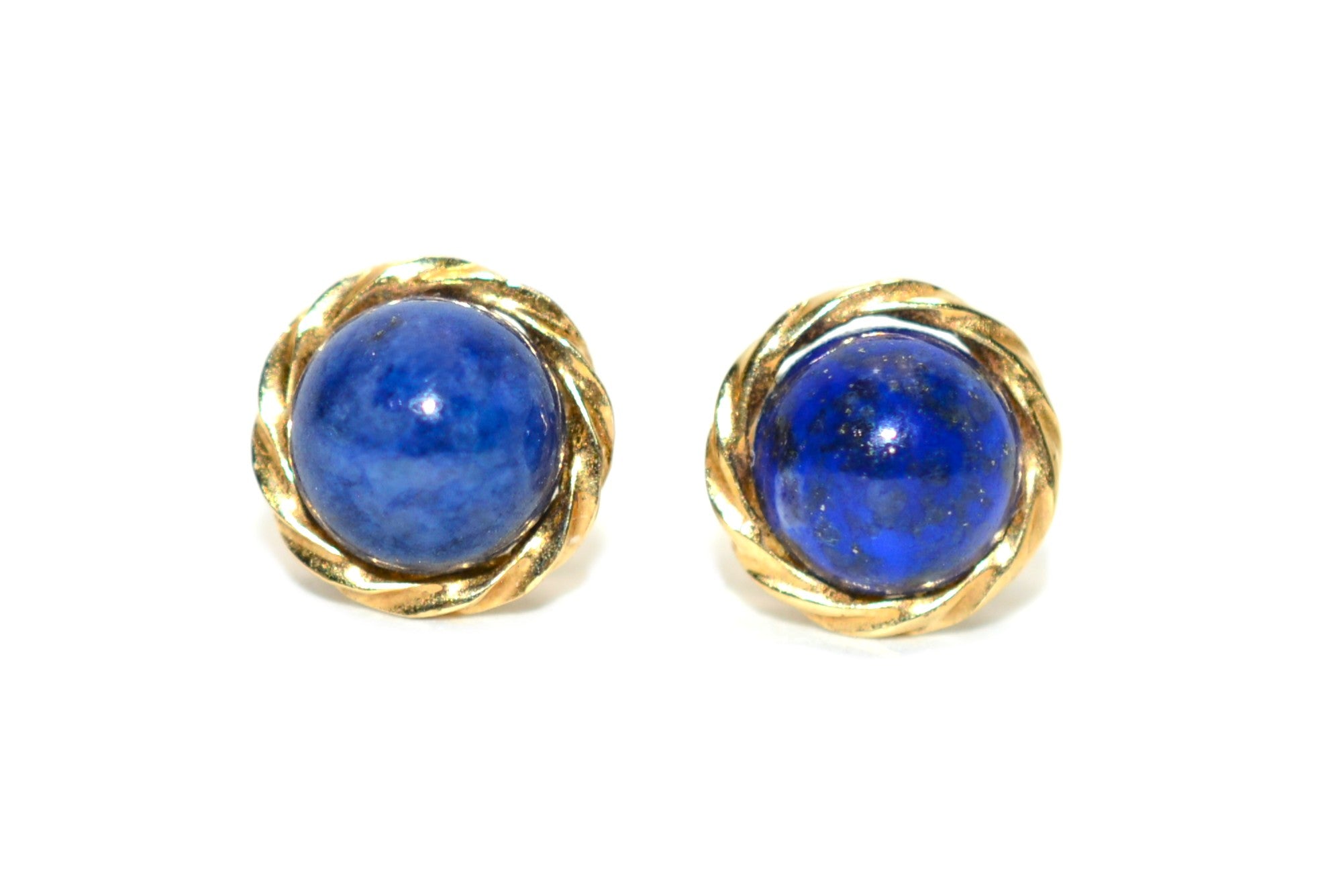 Natural Lapis Lazuli Earrings 14K Solid Gold Earrings Statement Earrings Vintage Earrings Stud Earrings Stud Earrings Fine Estate Earrings