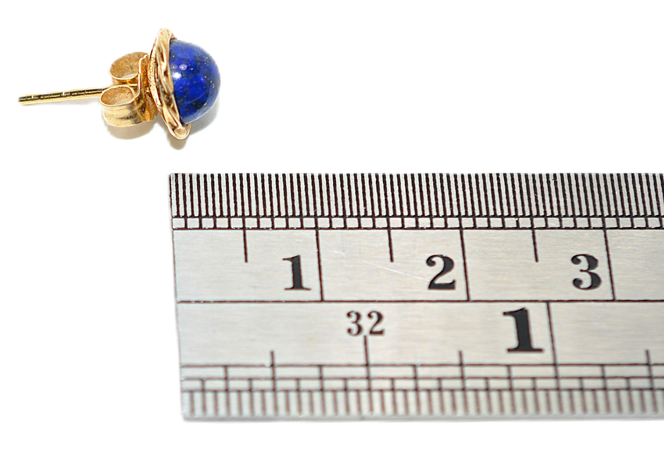 Natural Lapis Lazuli Earrings 14K Solid Gold Earrings Statement Earrings Vintage Earrings Stud Earrings Stud Earrings Fine Estate Earrings