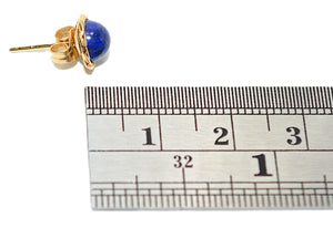 Natural Lapis Lazuli Earrings 14K Solid Gold Earrings Statement Earrings Vintage Earrings Stud Earrings Stud Earrings Fine Estate Earrings
