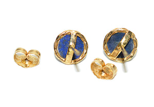 Natural Lapis Lazuli Earrings 14K Solid Gold Earrings Statement Earrings Vintage Earrings Stud Earrings Stud Earrings Fine Estate Earrings