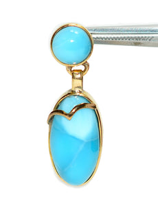 Natural Larimar Earrings 14K Solid Gold Earrings Dangle Drop Earrings Statement Earrings Cocktail Earrings Caribbean Blue Gemstones Estate