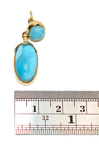 Natural Larimar Earrings 14K Solid Gold Earrings Dangle Drop Earrings Statement Earrings Cocktail Earrings Caribbean Blue Gemstones Estate
